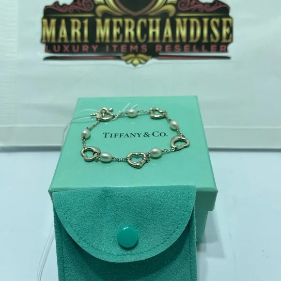 Tiffany and Co. Silver 925 bracelet with pearls and hearts size 17 cm or 6.5 in. - Picture 4 of 8